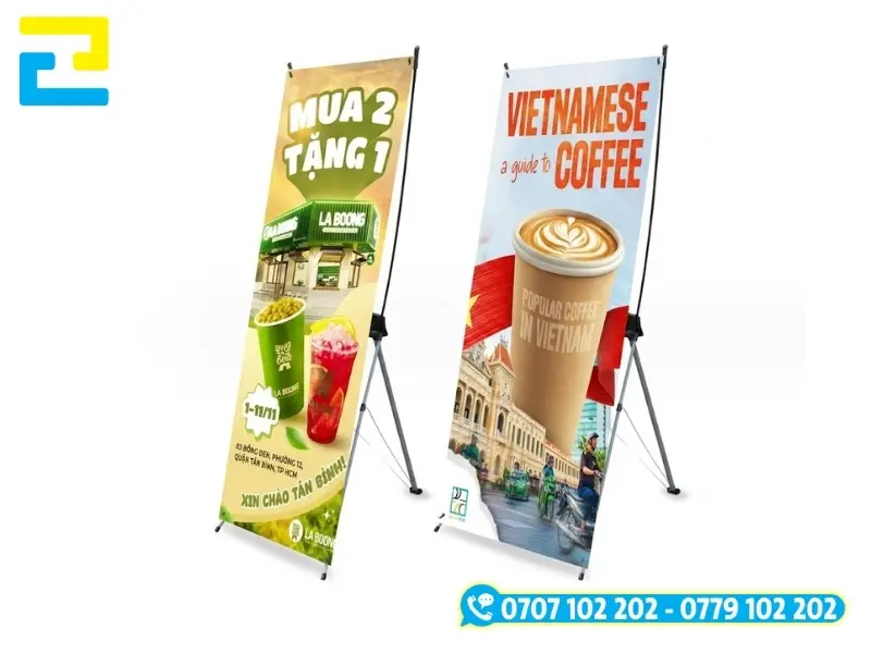 Mẫu standee chữ X, trọng lượng nhe, dễ dàng di chuyển