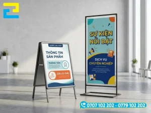 Mẫu in ấn standee chữ A và khung