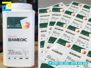 Mẫu bố cục tem nhãn hiển thị đầy đủ các thành phần thông tin pháp lý bắt buộc theo quy định của Cục Thú y