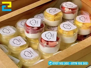 In tem nhãn cho bánh flan rõ ràng giúp tăng độ nhận diện thương hiệu cho hũ bánh flan