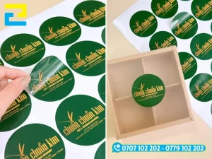 Mẫu tem bóng dán trực tiếp lên bao bì sản phẩm