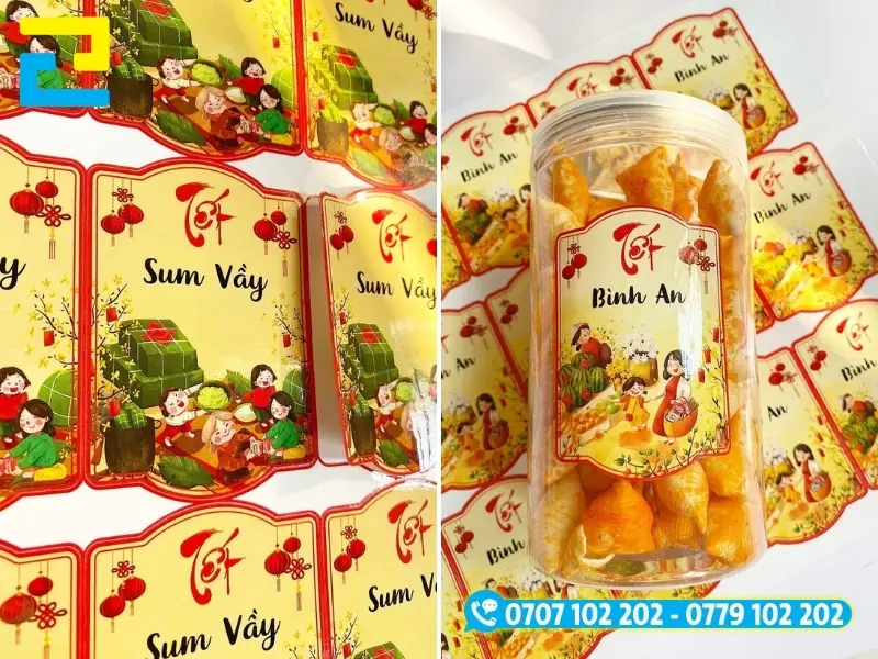 Thành phẩm tem bóng hoàn thiện nhiều kích thước sẵn sàng đóng gói giao khách hàng