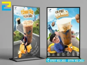 Standee khung sắt hộp 30x30mm sơn tĩnh điện kết hợp tấm Formex bồi PP