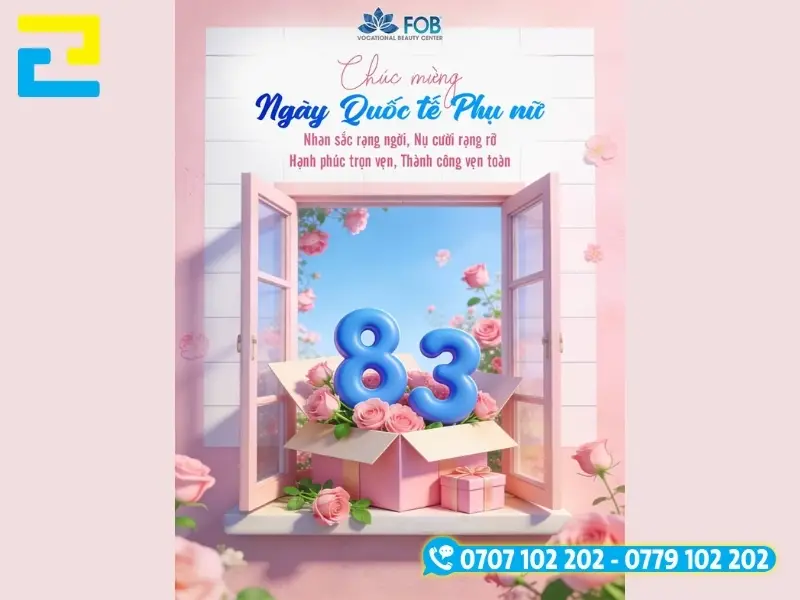 Mẫu 10: Backdrop 8/3 được thiết kế với hình ảnh minh họa đẹp mắt, phông nền có tông màu hồng chủ đạo