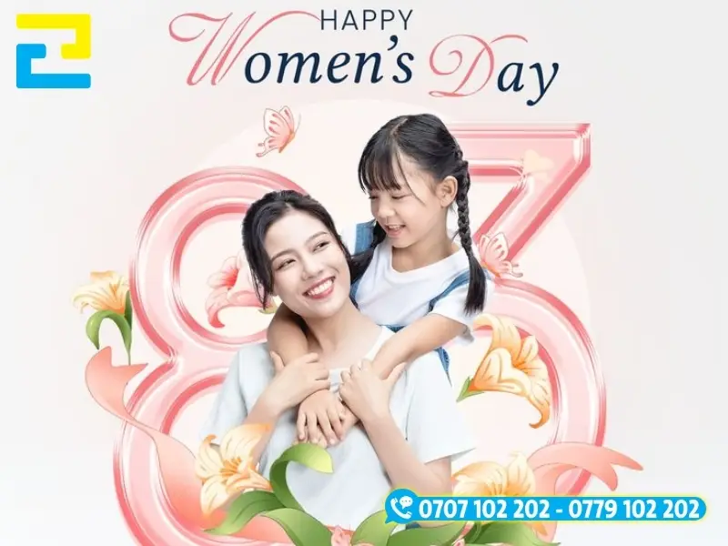 Trên ấn phẩm 8/3 backdrop, sử dụng từ 2 đến 3 kiểu chữ sẽ giúp ấn phẩm trông hài hòa hơn