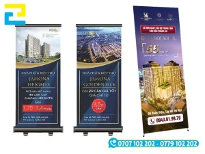 Cần lưu ý phân bổ bố cục và khoảng cách hiển thị thông tin tối ưu trên bề mặt standee đứng khi thiết kế standee bất động sản