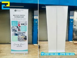Bản in PP cho standee cuốn nhôm được thực hiện bằng công nghệ in UV sắc nét tại In Ấn 2H
