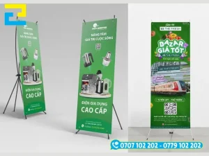 Ba kích thước standee đứng tiêu chuẩn phổ biến nhất là 60×160cm, 80×180cm và 80×200cm