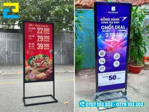 Mẫu standee 2 mặt làm chân sắt