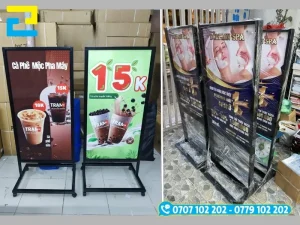 Standee ngoài trời có kết cấu khung sắt hộp sơn tĩnh điện kiên cố và chất liệu in chống nước