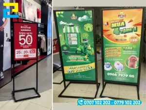 Standee ngoài trời ứng dụng thực tế tại vỉa hè nhà hàng, cổng triển lãm và sự kiện khai trương
