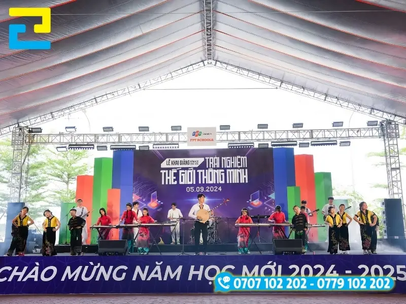 Tổng hợp giải đáp kỹ thuật, kích thước tiêu chuẩn và tiến độ giao hàng backdrop khai giảng tại In Ấn 2H