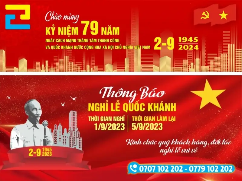 Băng rôn 2/9 thông báo dịp nghỉ lễ và mẫu thông điệp chúc mừng đầy ý nghĩa