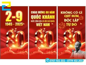 Mẫu băng rôn cổ động tinh thần thi đua lao động, học tập và tự hào Việt Nam nhân dịp Quốc khánh