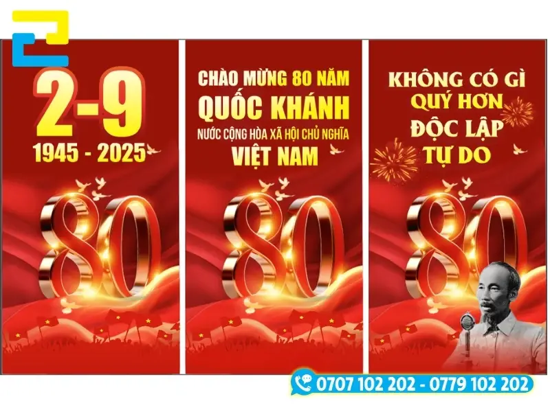 Mẫu băng rôn cổ động tinh thần thi đua lao động, học tập và tự hào Việt Nam nhân dịp Quốc khánh