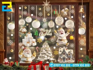 Mẫu 9: Decal in trang trí Merry Christmas