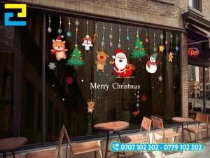 Mẫu 1: Decal dán kính trang trí noel 2026