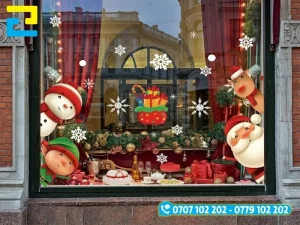 Mẫu 2: Decal dán kính trang trí ông già noel, người tuyết,...