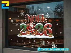 Mẫu 3: Decal trang trí ông già Merry Christmas đẹp