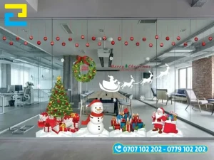 Mẫu 6: Decal dán kính Merry Christmas