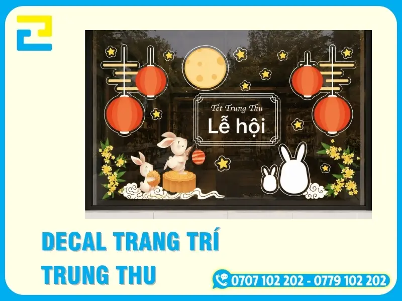 Decal Trang Trí Trung Thu Dán Kính, Dán Tường, Giá Tốt