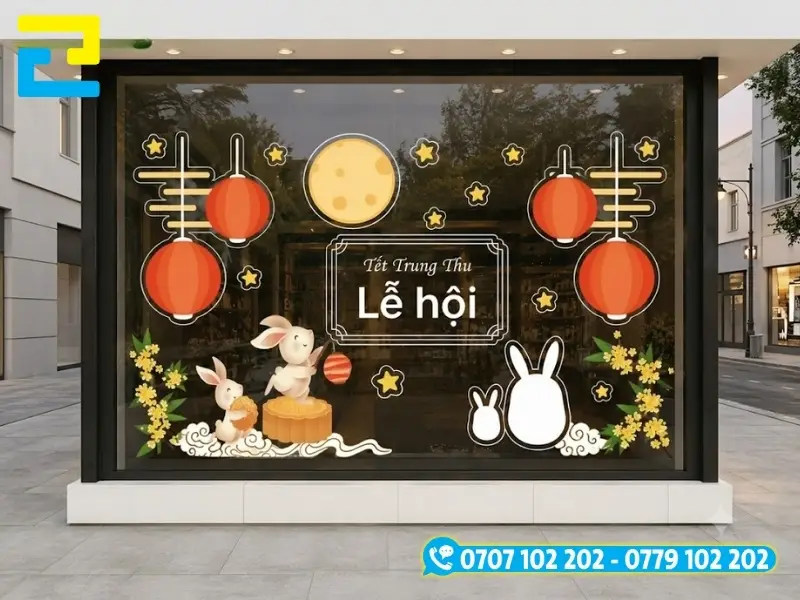 Decal lồng đèn và thỏ dùng dành cho Trung thu