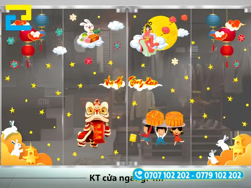 Decal cũng có thể in làm sticker dán trang trí cho tết Trung thu
