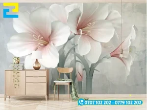 Mẫu Decal 3D hoa ly dán tường