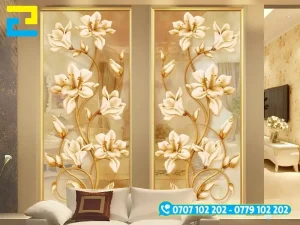 Mẫu Decal 3D hình bông hoa dán kính sang trọng