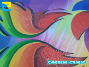 In decal cán kim tuyến được bao phủ bởi một lớp kim tuyến lấp lánh, đẹp mắt.
