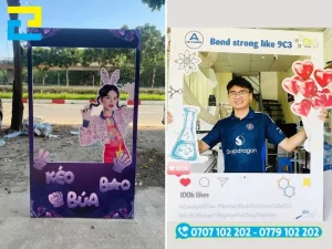 Standee mô hình đặt tại lối vào sự kiện khai trương và gian hàng triển lãm để thu hút khách check-in