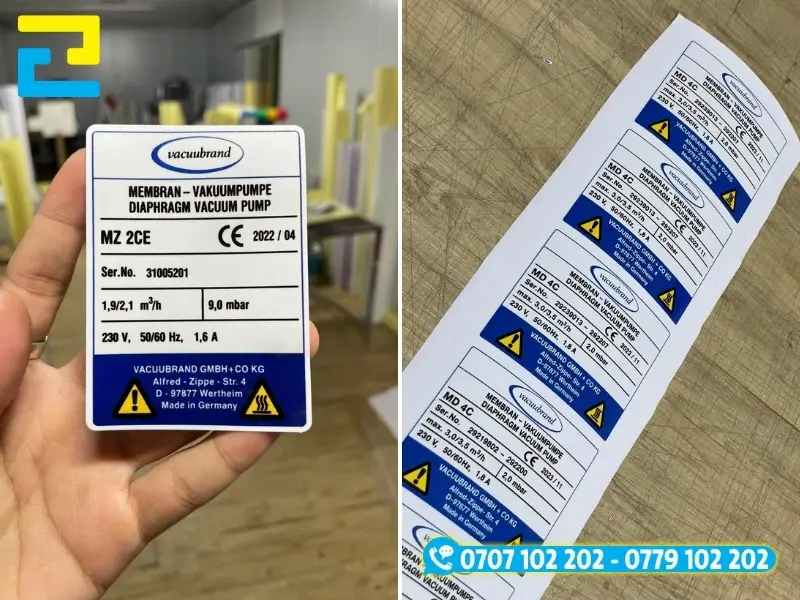 Xưởng In Ấn 2H sản xuất và hoàn thiện tem nhãn decal cảnh báo sắc nét, bền màu với giá rẻ tại xưởng