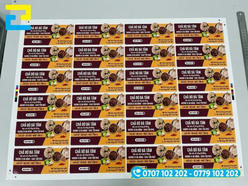 Mẫu in tem chả bò chất liệu decal PVC sữa sắc nét và kháng nước hiệu quả