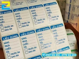Mẫu tem chia liều kích thước lớn ghi hướng dẫn sắc thuốc dán trên túi giấy đông y