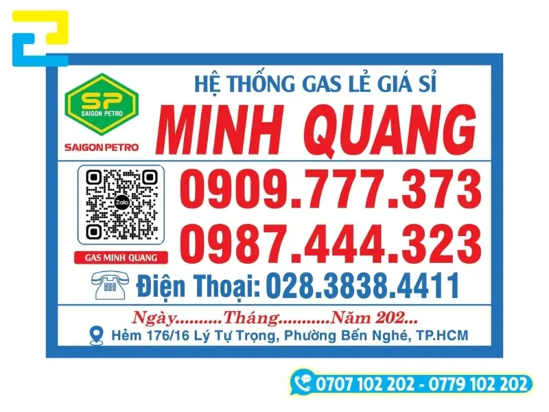 Tem decal nhựa PP in mực UV chịu nhiệt dán trên bình gas bảo quản ngoài trời