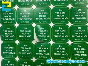 Tem nhãn bánh Trung Thu in trên chất liệu decal nhựa sữa chuẩn màu và chống rách