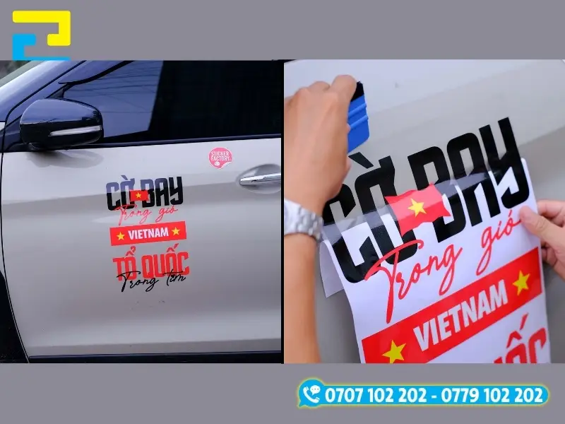 Ứng dụng thực tế của sticker 2/9 trong trang trí xe, cửa hàng, dán bao bì và quà tặng