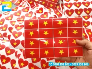 Quy trình 5 bước tiếp nhận yêu cầu, in ấn và giao hàng sticker cờ đỏ sao vàng tại xưởng In Ấn 2H