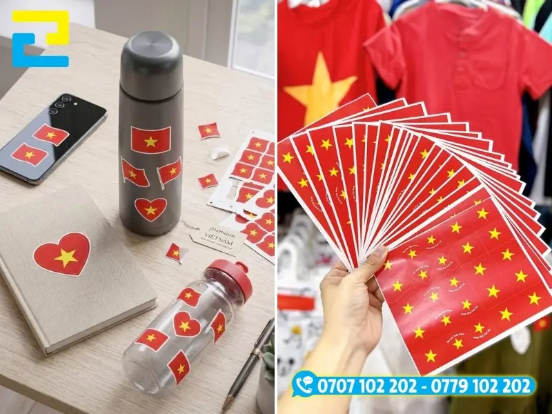 Sticker cờ đỏ sao vàng ứng dụng phổ biến dán trên thiết bị, đồ dùng cá nhân