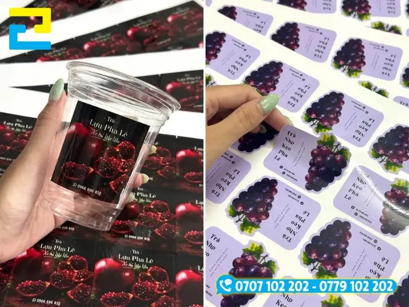 Mẫu decal dán chai nhựa, ly nhựa đẹp mắt