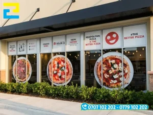 Poster quảng cáo trên cửa kính