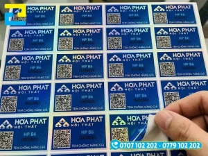 Mẫu in tem dán nội thất decal hologram 7 màu chống hàng giả cho nội thất cao cấp