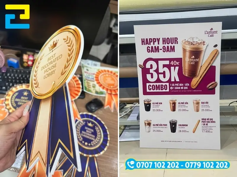 Cấu tạo tấm formex phẳng mịn dùng làm biển huân chương khen thưởng, menu quán nước đẹp mắt