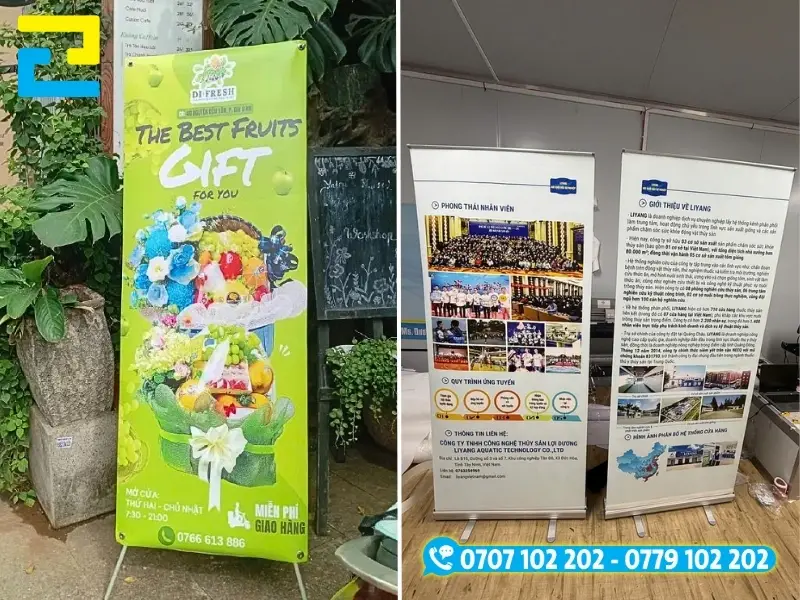 Mẫu standee khung chữ X và standee cuốn nhôm