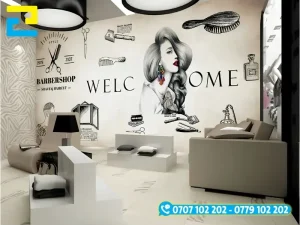 Hình 10: Decal trang trí salon tóc phong cách, đầy tính nghệ thuật.