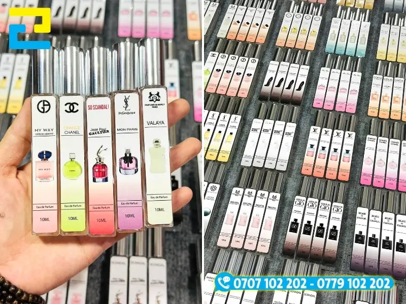 Nhân viên xưởng in hỗ trợ tư vấn và giải đáp thắc mắc dịch vụ in tem dán nước hoa chiết