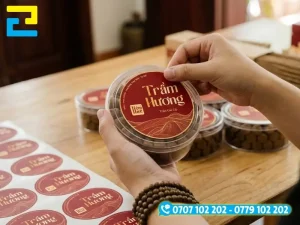 Kỹ thuật ép nhũ vàng và ép nhũ bạc ánh kim gia công trên bề mặt tem nhãn trầm hương