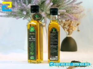 Mẫu thiết kế tem dầu mè đen tối giản và phong cách nhãn mác tự nhiên