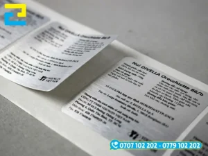 Mẫu in tem decal nhôm xước in mực UV trực tiếp, sắc nét