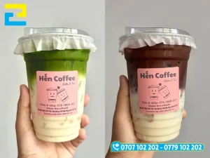 Tem decal nền hồng pastel, chữ và họa tiết in rõ nét